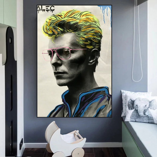 David Bowie Singer by Alec Canvas Wall Art-GraffitiWallArt