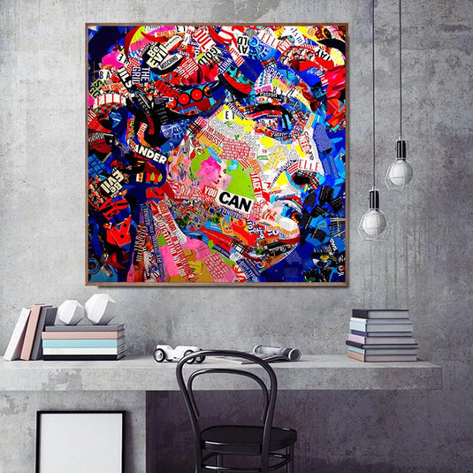 David Head Sculpture Graffiti Canvas Wall Art-GraffitiWallArt