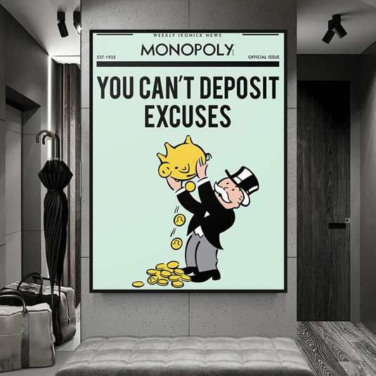 Deposit Excuses: Monopoly Canvas Wall Art-GraffitiWallArt