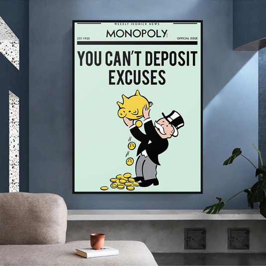 Deposit Excuses: Monopoly Canvas Wall Art-GraffitiWallArt