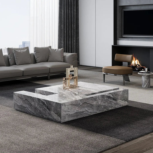 Italian Style Minimalist Marble Coffee Table - GraffitiWallArt