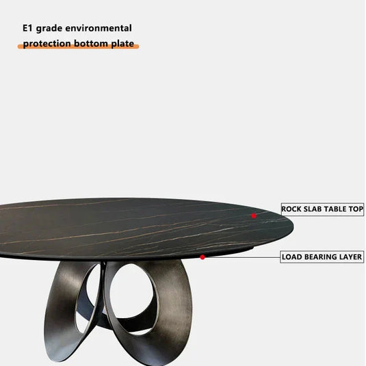 Minimalistic Metallic Rings Marble Top Dining Table - GraffitiWallArt