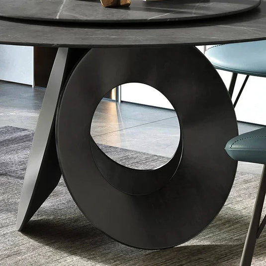 Minimalistic Metallic Rings Marble Top Dining Table - GraffitiWallArt