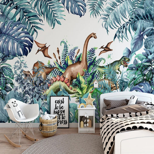 Dinosaur Theme Wallpaper - Perfect for Kids' Bedrooms-GraffitiWallArt