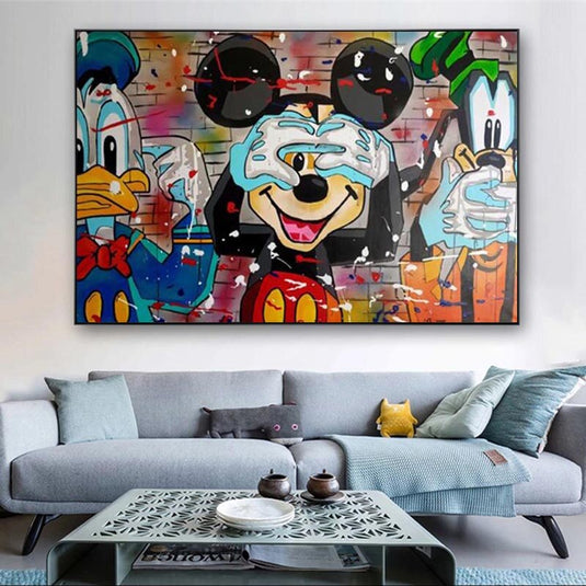 Disney Funny Mickey Mouse Donald Duck Canvas Wall Art-GraffitiWallArt