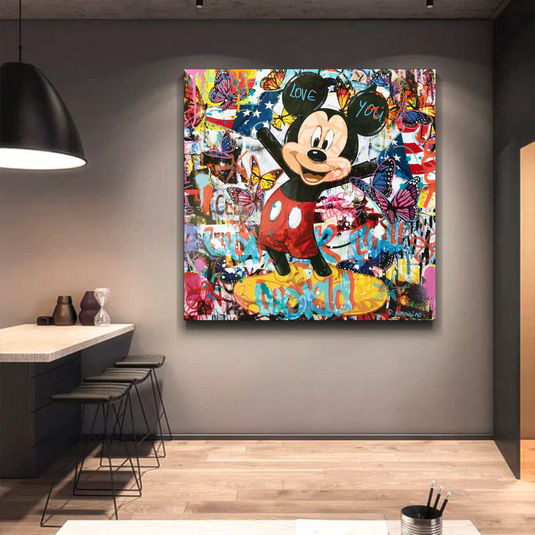 Disney Mickey Mouse Graffiti Canvas Wall Art-GraffitiWallArt