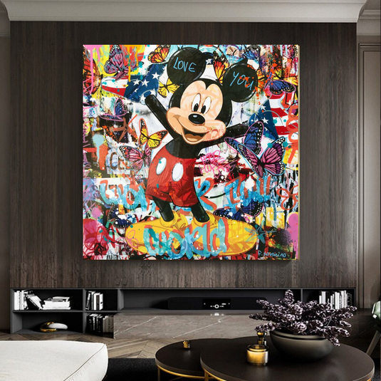 Disney Mickey Mouse Graffiti Canvas Wall Art-GraffitiWallArt