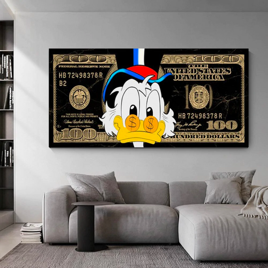 Disney Scrooge McDuck Dollar Donald Duck Canvas Wall Art Poster-GraffitiWallArt