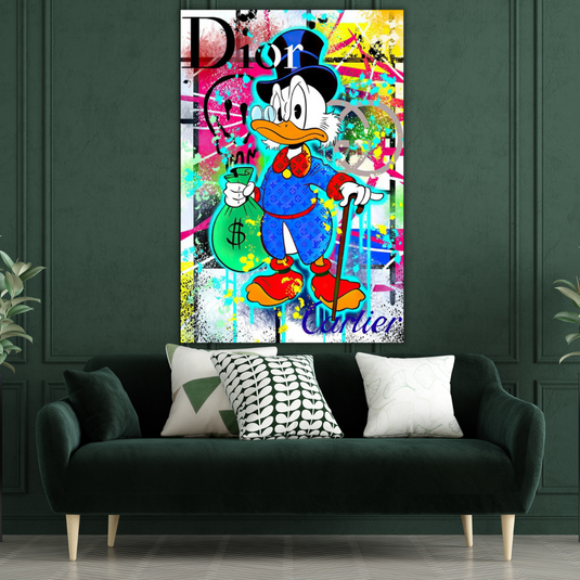 Disney Scrooge McDuck Holding Coins Canvas Art-GraffitiWallArt