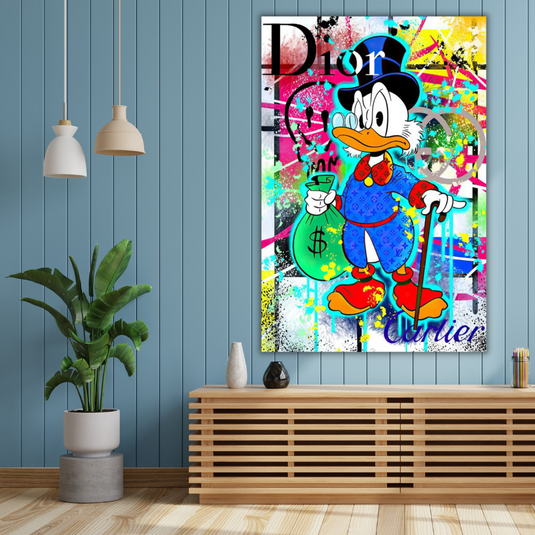 Disney Scrooge McDuck Holding Coins Canvas Art-GraffitiWallArt