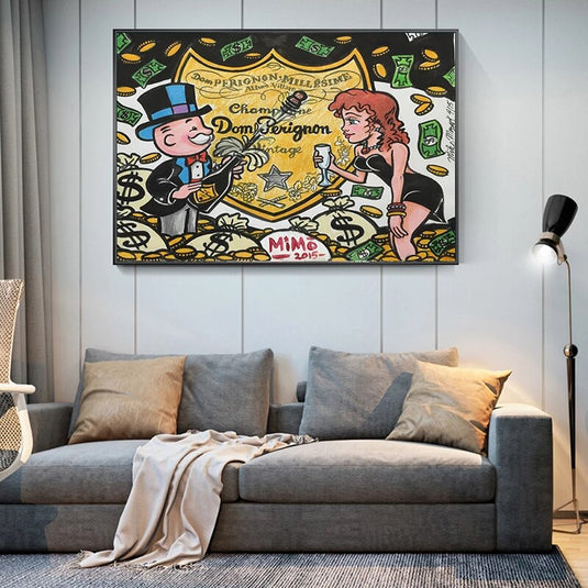 Dom Perignon: Mr Monopoly Canvas Wall Art-GraffitiWallArt