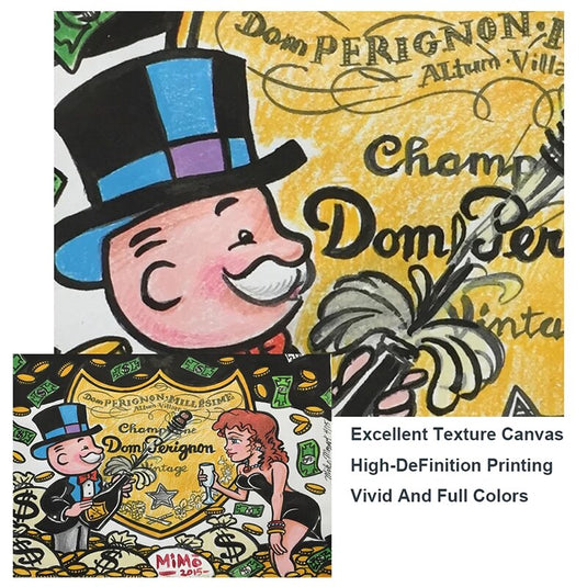 Dom Perignon: Mr Monopoly Canvas Wall Art-GraffitiWallArt