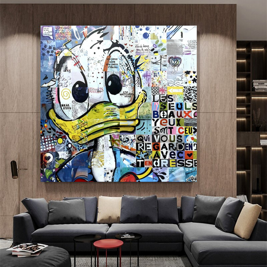 Donald Duck Canvas Wall Art with Tenderness Quote - The Only Beautiful Eyes-GraffitiWallArt