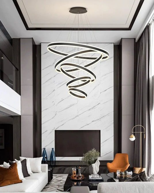 Rings LED Staircase Chandelier: Unparalleled Elegance