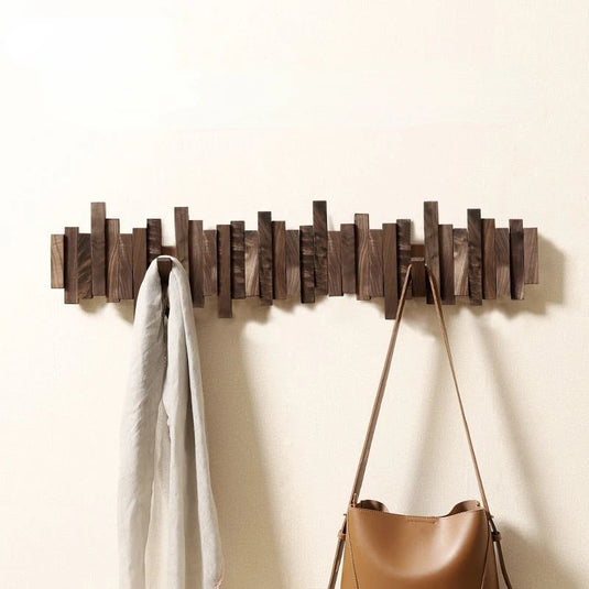 Solid Wood Clothes Hanging Wall Mounted Rack - GraffitiWallArt