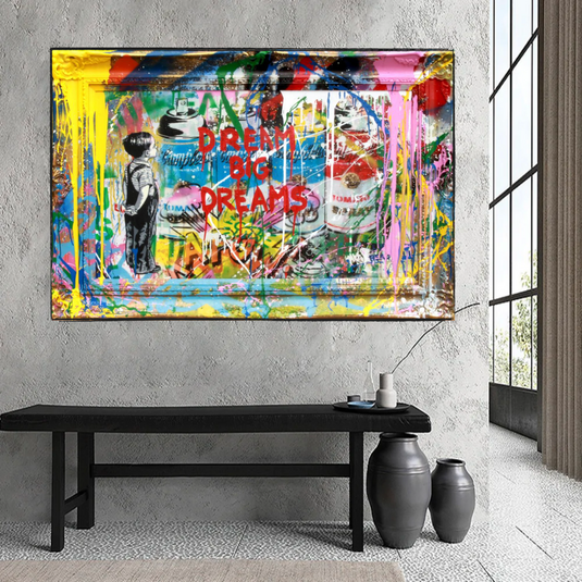 Dream Big Banksy Canvas Wall Art - Inspirational Graffiti Gift-GraffitiWallArt