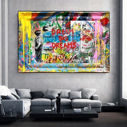 Dream Big Banksy Canvas Wall Art - Inspirational Graffiti Gift-GraffitiWallArt