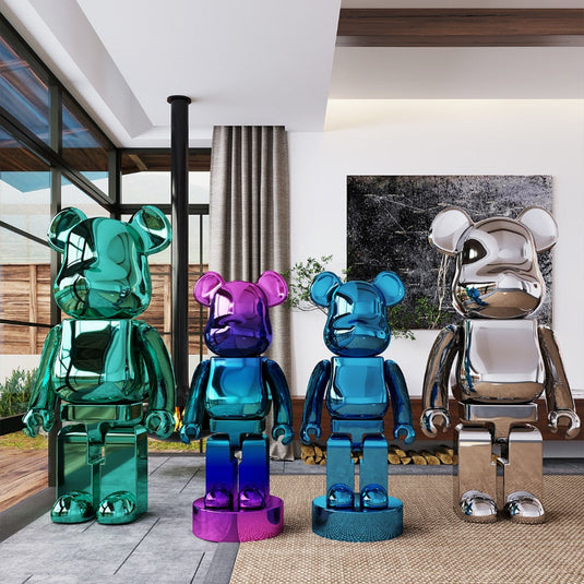 Electroplating Multicolour Bearbrick Statue Large-GraffitiWallArt