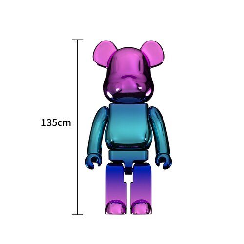 Electroplating Multicolour Bearbrick Statue Large-GraffitiWallArt