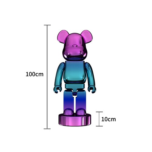 Electroplating Multicolour Bearbrick Statue Large-GraffitiWallArt