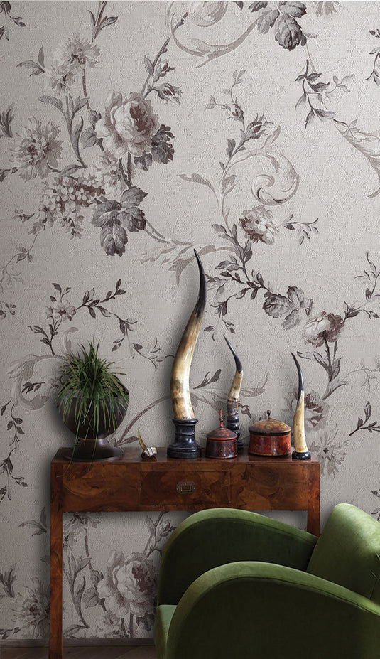 Elegant Flowers Luxe Wallpaper Mural-GraffitiWallArt