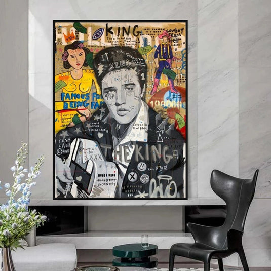 Elvis Presley Singer Graffiti Canvas Wall Art-GraffitiWallArt