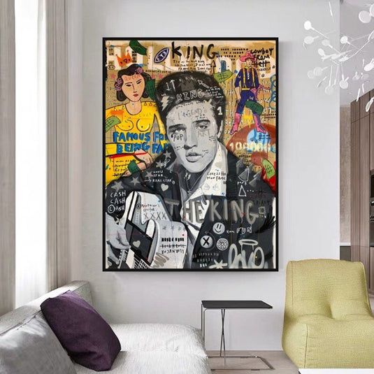 Elvis Presley Singer Graffiti Canvas Wall Art-GraffitiWallArt