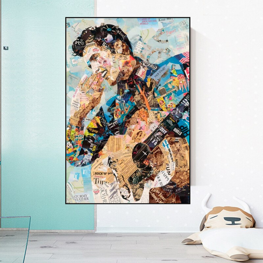 Elvis Presley Singer Portrait Canvas Painting Abstract Magazine Wall Art-GraffitiWallArt