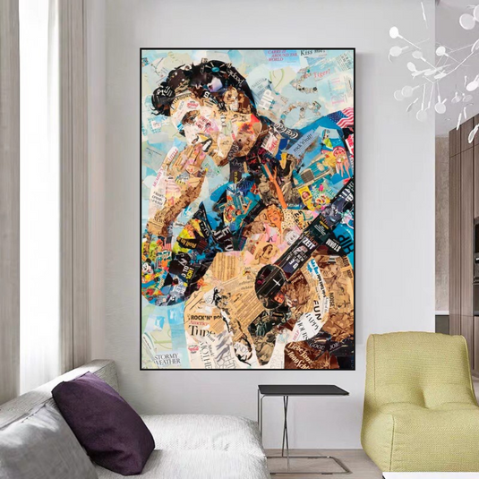 Elvis Presley Singer Portrait Canvas Painting Abstract Magazine Wall Art-GraffitiWallArt