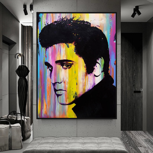 Elvis Presley Singer Portrait Canvas Painting Abstract Magazine Wall Art-GraffitiWallArt