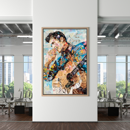 Elvis Presley Singer Portrait Canvas Painting Abstract Magazine Wall Art-GraffitiWallArt