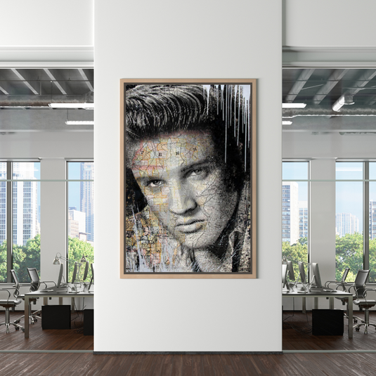 Elvis Presley Singer Portrait Canvas Painting Abstract Magazine Wall Art-GraffitiWallArt