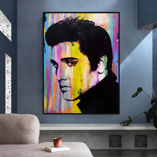 Elvis Presley Singer Portrait Canvas Painting Abstract Magazine Wall Art-GraffitiWallArt