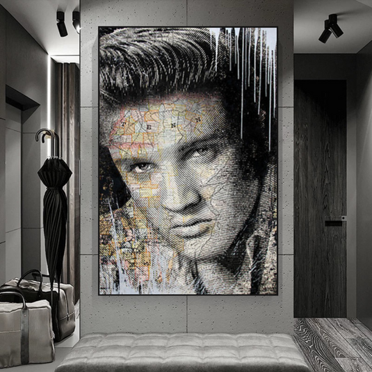 Elvis Presley Singer Portrait Canvas Painting Abstract Magazine Wall Art-GraffitiWallArt