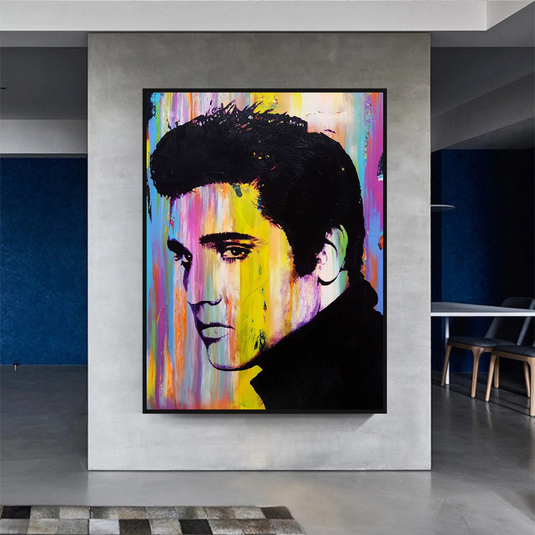 Elvis Presley Singer Portrait Canvas Painting Abstract Magazine Wall Art-GraffitiWallArt