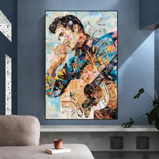 Elvis Presley Singer Portrait Canvas Painting Abstract Magazine Wall Art-GraffitiWallArt