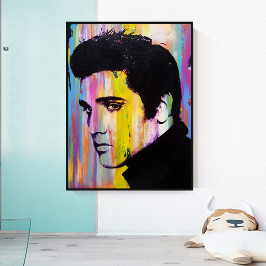 Elvis Presley Singer Portrait Canvas Painting Abstract Magazine Wall Art-GraffitiWallArt