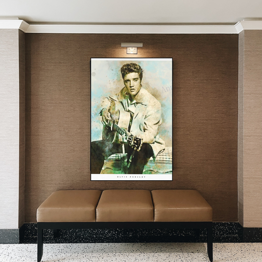 Elvis Presley Singer Portrait Canvas Painting Abstract Magazine Wall Art-GraffitiWallArt