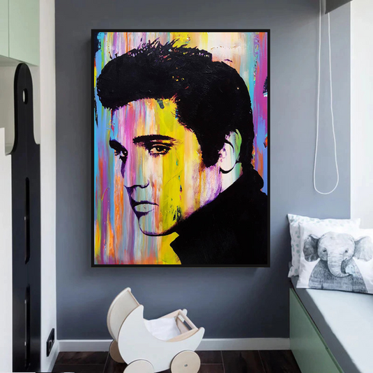 Elvis Presley Singer Portrait Canvas Painting Abstract Magazine Wall Art-GraffitiWallArt