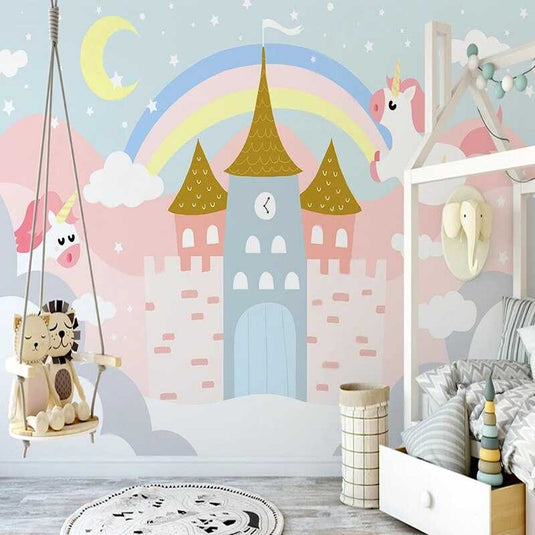 Enchanting Pink Castle Wallpaper-GraffitiWallArt