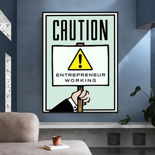 Entrepreneur Working Notice - Monopoly Wall Art-GraffitiWallArt