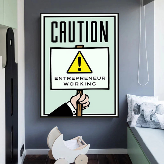 Entrepreneur Working Notice - Monopoly Wall Art-GraffitiWallArt