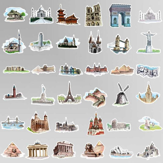 Famous Building Stickers: Celebrate Iconic Architecture-GraffitiWallArt