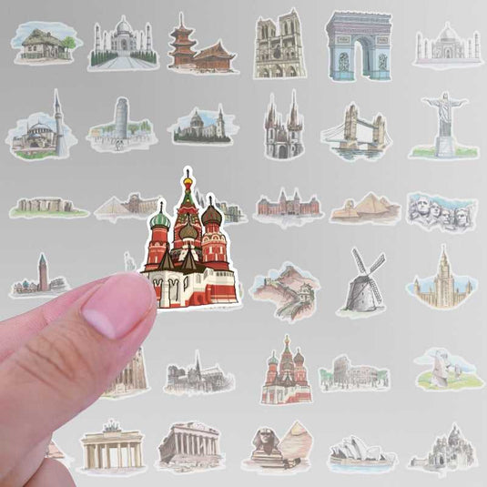 Famous Building Stickers: Celebrate Iconic Architecture-GraffitiWallArt