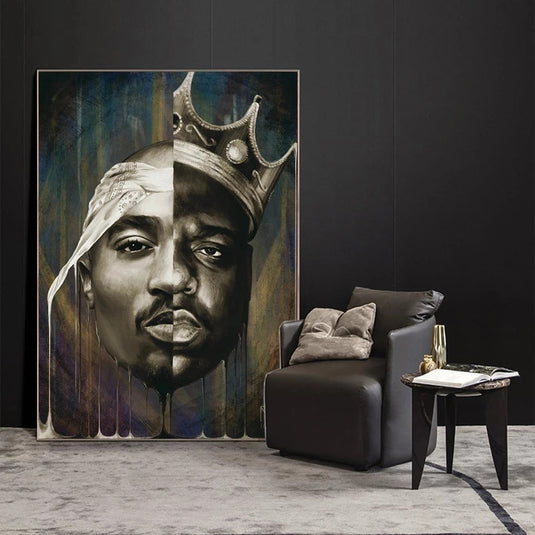 Famous Rapper Singer Portrait of Tupac Canvas Wall Art-GraffitiWallArt