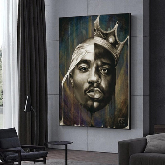 Famous Rapper Singer Portrait of Tupac Canvas Wall Art-GraffitiWallArt