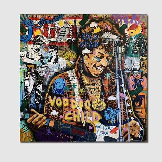 Famous Rock Star Voodoo Child Canvas Wall Art-GraffitiWallArt