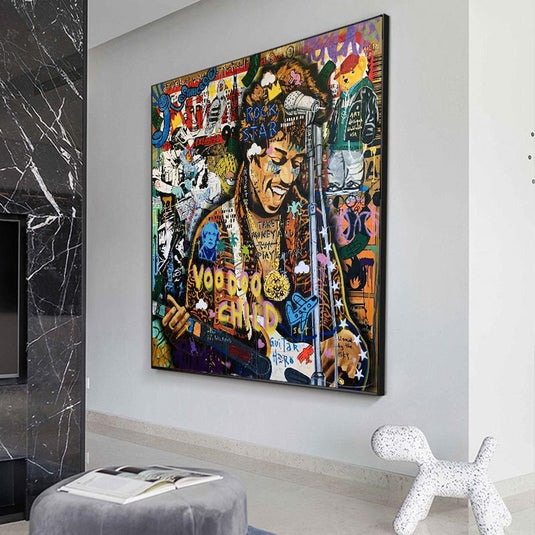 Famous Rock Star Voodoo Child Canvas Wall Art-GraffitiWallArt