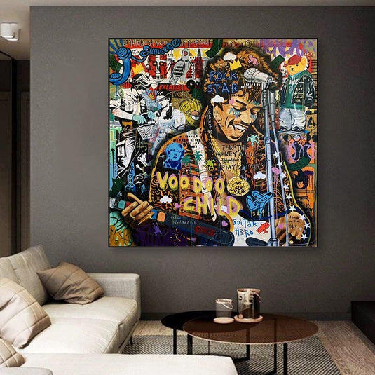 Famous Rock Star Voodoo Child Canvas Wall Art-GraffitiWallArt