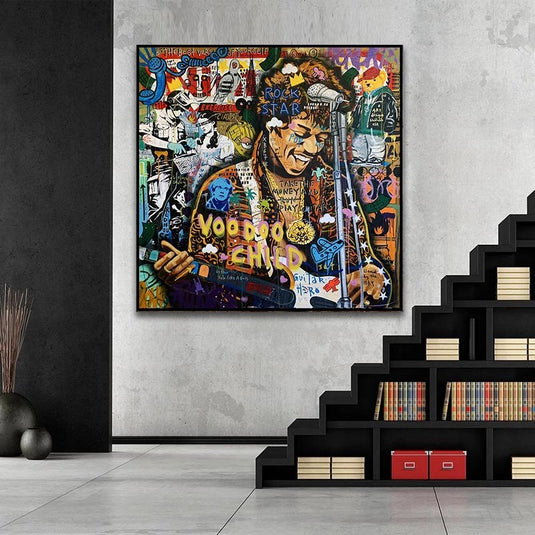 Famous Rock Star Voodoo Child Canvas Wall Art-GraffitiWallArt